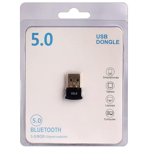 Bluetooth 5.0 USB Dongle Adapter for PC, Ultra-Mini Wireless Adapter for Computer, Laptop, Desktop, Compatible with Speakers, Headsets, Keyboards, Mouse, Printers