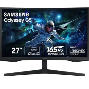 Samsung Odyssey G5 S27CG55 27" 2K WQHD (2560 x 1440) 165Hz Wide Curved Screen Gaming Monitor AMD FreeSync Premium; HDR; HDMI DisplayPort; Eye Saver Mode